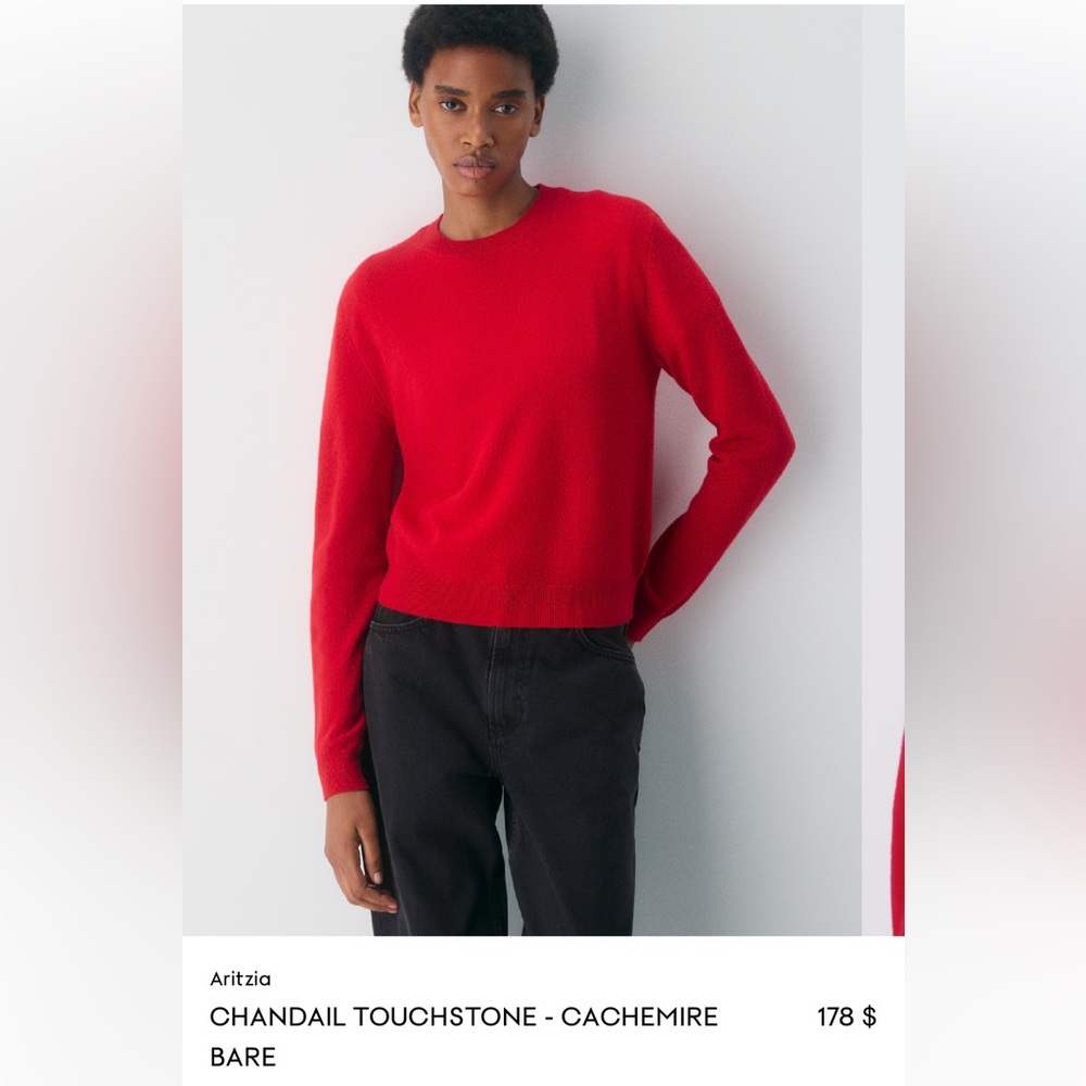 Aritzia Red Crewneck Cashmere Sweater